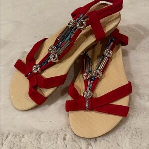 Elegant Red Beaded Sandals